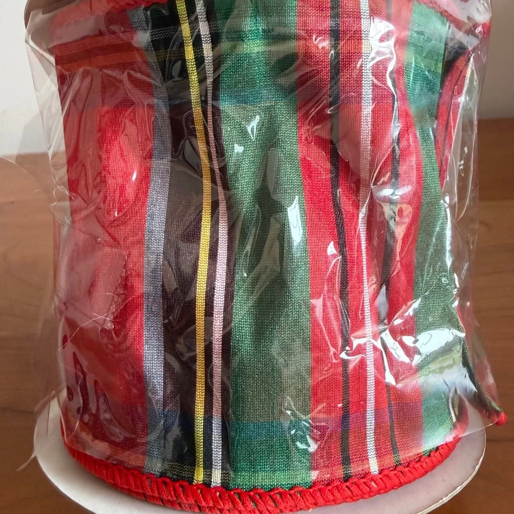 MacKenzie-Childs Aberdeen Tartan Wired Ribbon 4in x 10yd Red Green Plaid